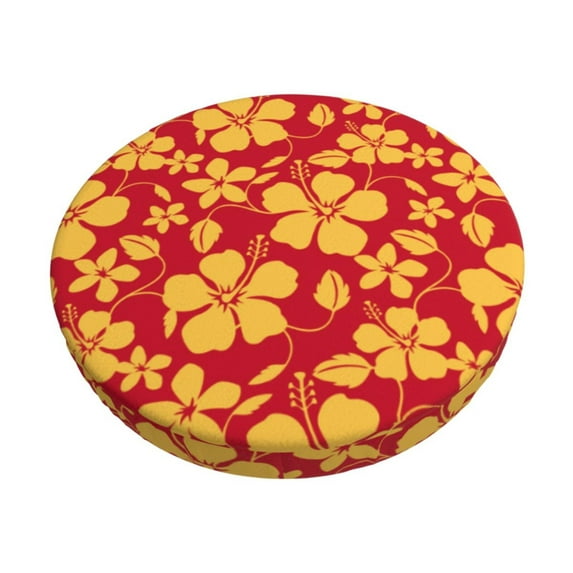 Goofa Red Vintage Flowers Printed Stool Covers Round, Waterproof Round Bar Stool Covers Anti-Slip Round Bar Stool Seat Cover with Elastic Bands Durable -