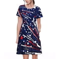 thumbnail image 1 of Goofa Red White Blue Fireworks 1 Pattern Women Summer Short Sleeve Midi Dress with Pockets Casual Aline Flowy Tshirt Dress Vocation Beach Sundress, 1 of 6