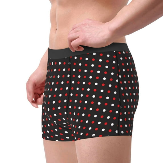 Goofa Red and white polka dots Printed Men's Boxer Briefs Underwear, Moisture-Wicking Underwear, Trunk,Soft and Breathable Cotton Underwear-