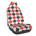 thumbnail image 1 of Goofa Red and black argyle Pattern Elastic Car Seat Cover - Stretchable Auto Seat Protector, Easy to Install and Clean for Cars, SUVs, Trucks, and Vans, 1 of 5