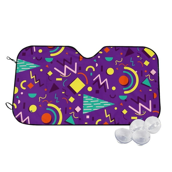 Goofa Retro 80s Style Printed Car Windshield Sunshade,Foldable Reflective Sun Visor,UV Protection Heat Blocker Sunshade,Car Cooling Accessory-Medium