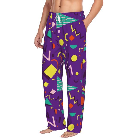 Goofa Retro 80s Style Printed Soft Pajama Pants for Men, Wide Leg Comfy Casual Lounge Yoga Pants-XX-Large