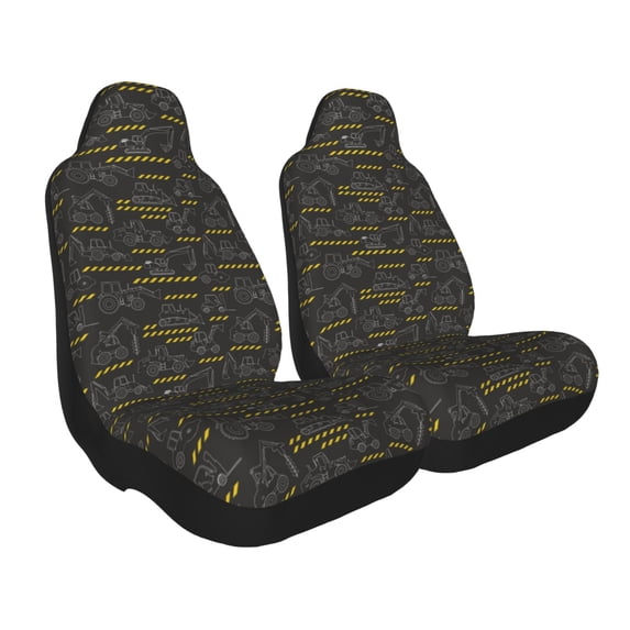 Goofa Retro Excavator Printed Car Seat Covers, Automotive Seat Covers for Cars Trucks and SUVs, Quick Setup Universal Fit Elastic Seat Covers-2 PCS