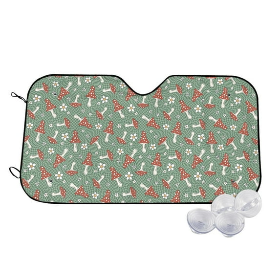 Goofa Retro Hippie Groovy Mushroom Printed Car Windshield Sunshade,Foldable Reflective Sun Visor,UV Protection Heat Blocker Sunshade,Car Cooling Accessory-
