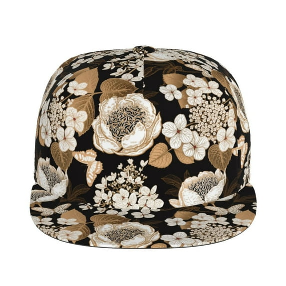 Goofa Retro Hydrangeas Printed Men's Baseball Cap,Straight Brim Hat,Golf Dad Hat,Versatile Style,Sun Protection Cap,Travel Hat