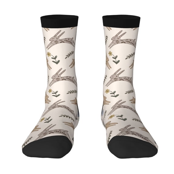 Goofa Retro Rabbit Printed Men's Crew Socks, Soft Durable Breathable Moisture-Wicking with Odor Control Cotton socks