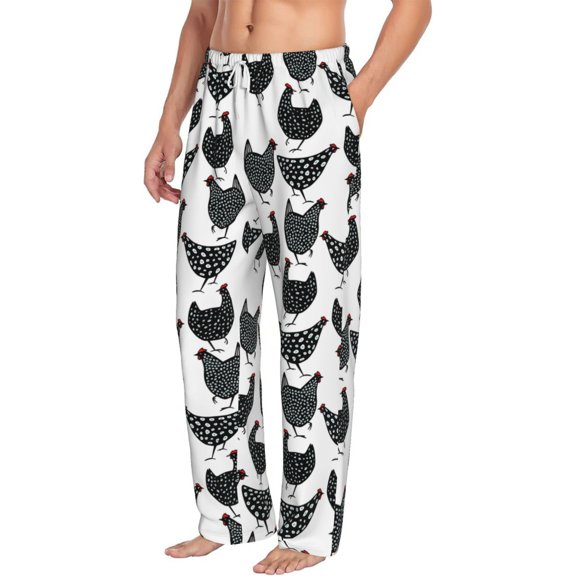 Goofa Retro Rooster Printed Soft Pajama Pants for Men, Wide Leg Comfy Casual Lounge Yoga Pants-Medium