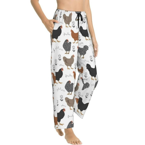 Goofa Retro Rooster Printed Soft Pajama Pants for Women, Wide Leg Comfy Casual Lounge Yoga Pants-XX-Large