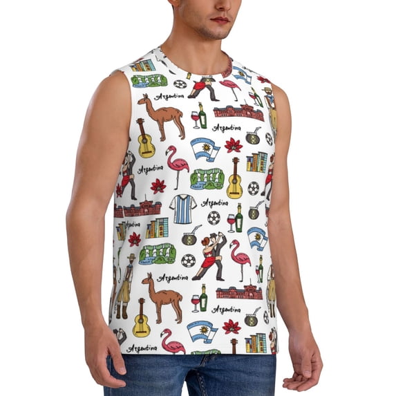 Goofa Retro Style Printed Men's Sleeveless T-Shirt - Athletic Gym Workout Tank Top for Men - Moisture-Wicking, UPF 30+ Quick-Dry Muscle Tee-
