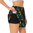 thumbnail image 1 of Goofa Retro Truck Printed Women 2 in 1 Running Shorts,Quick Dry Athletic Workout Shorts,High Waisted Athletic Shorts with Liner Pockets-, 1 of 9