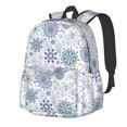 thumbnail image 1 of Goofa Retro ice blue snowflakes Pattern Backpack for Students – Large Capacity, Lightweight with Adjustable Shoulder Straps, Perfect for School, Travel, 1 of 8