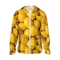 thumbnail image 1 of Goofa Ripe Yellow Lemon Printed Women's UPF 50+ Sun Protection Hoodie Jacket Lightweight Long Sleeve Sun Shirt for Women with Pocket Hiking Outdoor-, 1 of 9