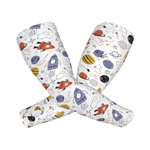 Goofa Rocket Planets Pattern UV Sun Protection Arm Sleeves, UPF 50 Sports Cooling Arm Compression Sleeves for Men Women Teenager