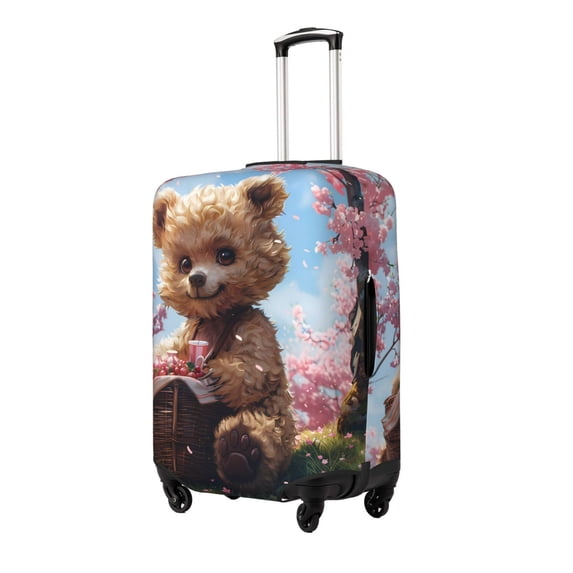 Goofa Romantic Floral Bear Pattern Luggage Covers For Suitcase,Suitcase Cover Protector Fit 18-32 Inch Luggage-X-Large