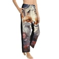 thumbnail image 1 of Goofa Romantic Flower Fox Printed Soft Pajama Pants for Women, Wide Leg Comfy Casual Lounge Yoga Pants-Medium, 1 of 9
