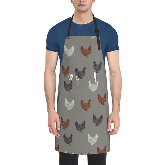 Goofa Rooster Printed Waterproof Apron 33" Chef Aprons for Men Heavy Duty Chemical Work Apron Adjustable Bib Apron