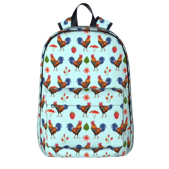 Goofa Roosters And Plants Printed Backpack,Laptop Backpack,Durable Anti-Theft Travel Work Backpack,Water-resistant Backpack