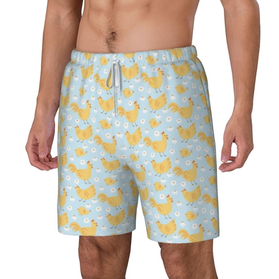 Goofa Roosters Printed Men's Swim Trunks Board Shorts Quick Dry Mens Swimming Trunks with Compression Liner,Breathable Fit Hawaii Beach Shorts-3X-Large