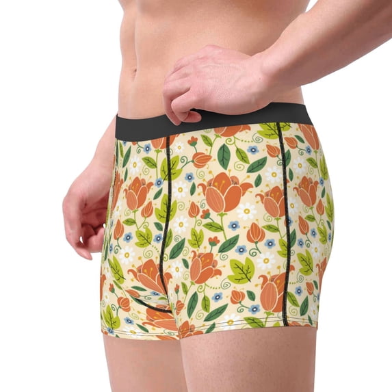 Goofa Rose Daisy Printed Men's Boxer Briefs Underwear, Moisture-Wicking Underwear, Trunk,Soft and Breathable Cotton Underwear-XX-Large