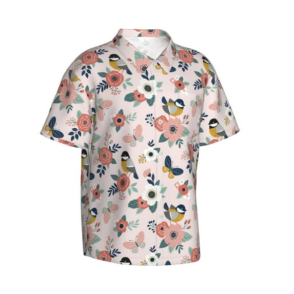 Goofa Rose Flowers Hawaiian Shirt for Men, Unisex Summer Beach Casual Short Sleeve Button Down Shirts,Aloha Tropical Floral print shirt-XX-Large