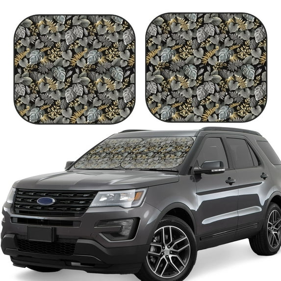 Goofa Rose Flowers Pattern 2 Piece Car Windshield Sun Shade Foldable | Front Windshield Shade for Sun, Heat and UV Rays | Sunshade for Car Front Window-Small