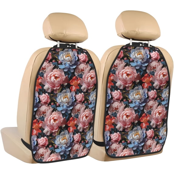 Goofa Rose Flowers Pattern Car Back Seat Protector for Kids (2 Pack) ,Anti-kick Storage Mat for Car Seats,Shields from Footprints