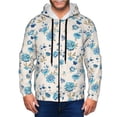 thumbnail image 1 of Goofa Rose Flowers Pattern Mens Full-zip Hoodie, Zip-up Pullover Hooded Sweatshirt, Kangaroo Pocket Hoodie Ideal for Daily Wear, Travel, and Home-Large, 1 of 5