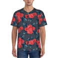 thumbnail image 1 of Goofa Rose Flowers Pattern Mens Golf Shirt Baseball T-shirt Moisture Wicking Dry Fit Performance Sport Short Sleeve Striped Golf Polo Shirts-XX-Large, 1 of 7