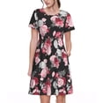 thumbnail image 1 of Goofa Rose Flowers Pattern Women Summer Short Sleeve Midi Dress with Pockets Casual Aline Flowy Tshirt Dress Vocation Beach Sundress, 1 of 6