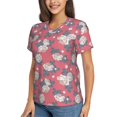 Goofa Rose Flowers Pattern Women's SlimFit ShortSleeve VNeck TShirt