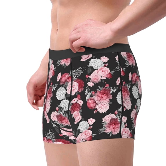 Goofa Rose Flowers Printed Men's Boxer Briefs Underwear, Moisture-Wicking Underwear, Trunk,Soft and Breathable Cotton Underwear-X-Large