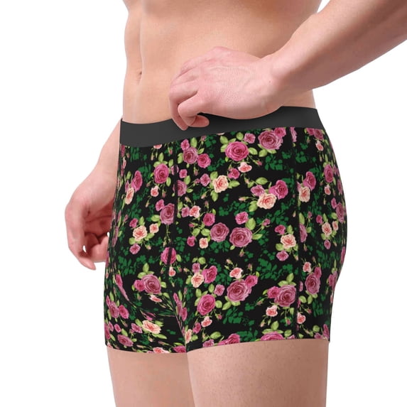 Goofa Rose Flowers Printed Men's Boxer Briefs Underwear, Moisture-Wicking Underwear, Trunk,Soft and Breathable Cotton Underwear-XX-Large