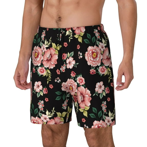 Goofa Rose Flowers Printed Men's Swim Trunks Board Shorts Quick Dry ...