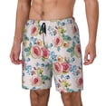 thumbnail image 1 of Goofa Rose Flowers Printed Men's Swim Trunks Board Shorts Quick Dry Mens Swimming Trunks with Compression Liner,Breathable Fit Hawaii Beach Shorts-, 1 of 9