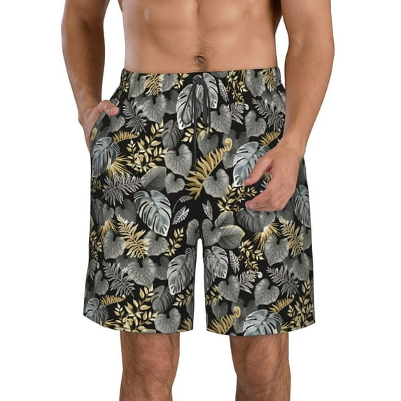 Goofa Rose Flowers Printed Mens Swim Trunks Summer Quick Dry Short Beach Swimwear Bathing Suits-
