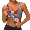 thumbnail image 1 of Goofa Rose Flowers Printed Sports Bras for Women, High Impact Running Bra Workout Crop Tank Tops Longline Sports Bra Push up-, 1 of 9