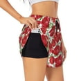 thumbnail image 1 of Goofa Rose Flowers Printed Women 2 in 1 Running Shorts,Quick Dry Athletic Workout Shorts,High Waisted Athletic Shorts with Liner Pockets-Small, 1 of 9