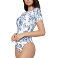 thumbnail image 1 of Goofa Rose Flowers Printed Women Rash Guard Short Sleeve,Tummy control Swimsuit Surfing Swimsuit Bathing Suit One Piece Swimsuit UPF 50-Medium, 1 of 9