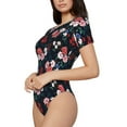 thumbnail image 1 of Goofa Rose Flowers Printed Women Rash Guard Short Sleeve,Tummy control Swimsuit Surfing Swimsuit Bathing Suit One Piece Swimsuit UPF 50-Small, 1 of 9