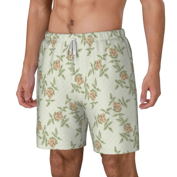 Goofa Rose Printed Men's Swim Trunks Board Shorts Quick Dry Mens Swimming Trunks with Compression Liner,Breathable Fit Hawaii Beach Shorts-X-Large