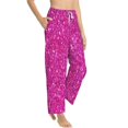 thumbnail image 1 of Goofa Rose Red Glitter Printed Soft Pajama Pants for Women, Wide Leg Comfy Casual Lounge Yoga Pants-Large, 1 of 9