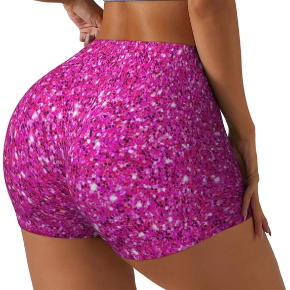 Goofa Rose Red Glitter Printed Workout Shorts Women Seamless Scrunch Butt Lifting High Waisted Gym Booty Shorts Elastic Workout Shorts-XX-Large