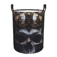 thumbnail image 1 of Goofa Royal Skull With Golden Crown Printed Circular Hamper,Laundry Basket with Handles,Storage Baskets Foldable,Large Capacity Laundry Hamper-, 1 of 6