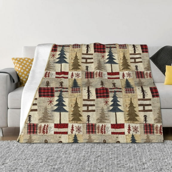 Goofa Rustic Plaid Forest Lodge Pattern Fleece Throw Blanket for Couch, Soft Checkered Flannel Blanket for Sofa, Warm Cozy Decorative Blanket Fall Decor Gift-40"x30"