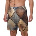 thumbnail image 1 of Goofa Rustic Tile Pattern Printed Men's Swim Trunks Board Shorts Quick Dry Mens Swimming Trunks with Compression Liner,Breathable Fit Hawaii Beach Shorts-Small, 1 of 9