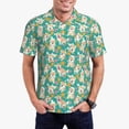 thumbnail image 1 of Goofa SHIBA WITH FLORAL Print Mens Polo Shirts Quick Dry Short Sleeve Golf T Shirt Performance Moisture Wicking Casual Workout-X-Large, 1 of 6