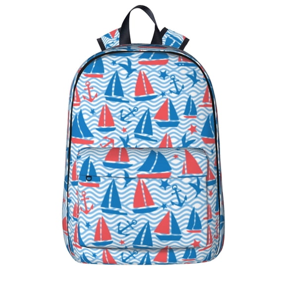 Goofa Sailboats On A Waves Printed Backpack,Laptop Backpack,Durable Anti-Theft Travel Work Backpack,Water-resistant Backpack