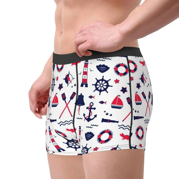 Goofa Sailing Marine Travel Printed Men's Boxer Briefs Underwear, Moisture-Wicking Underwear, Trunk,Soft and Breathable Cotton Underwear-X-Large