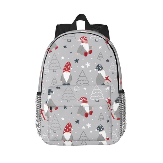 Goofa Santa with Gifts Pattern Lightweight Student Backpack for School, Water-Resistant, Adjustable Straps, Fits 15" Laptop, Multiple Pockets for Books, Accessories