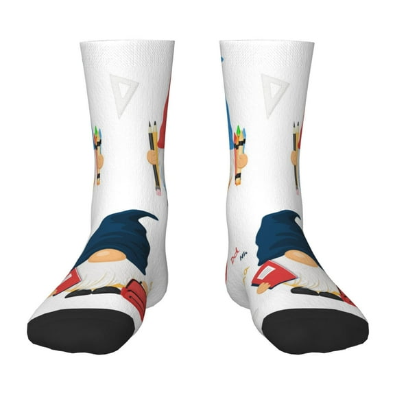 Goofa School Cute Gnomes Pattern Children's Crew Socks, Kids' Daily Wear and Sports Socks, Breathable Socks, Sports Socks, Moisture-Wicking Socks for Children